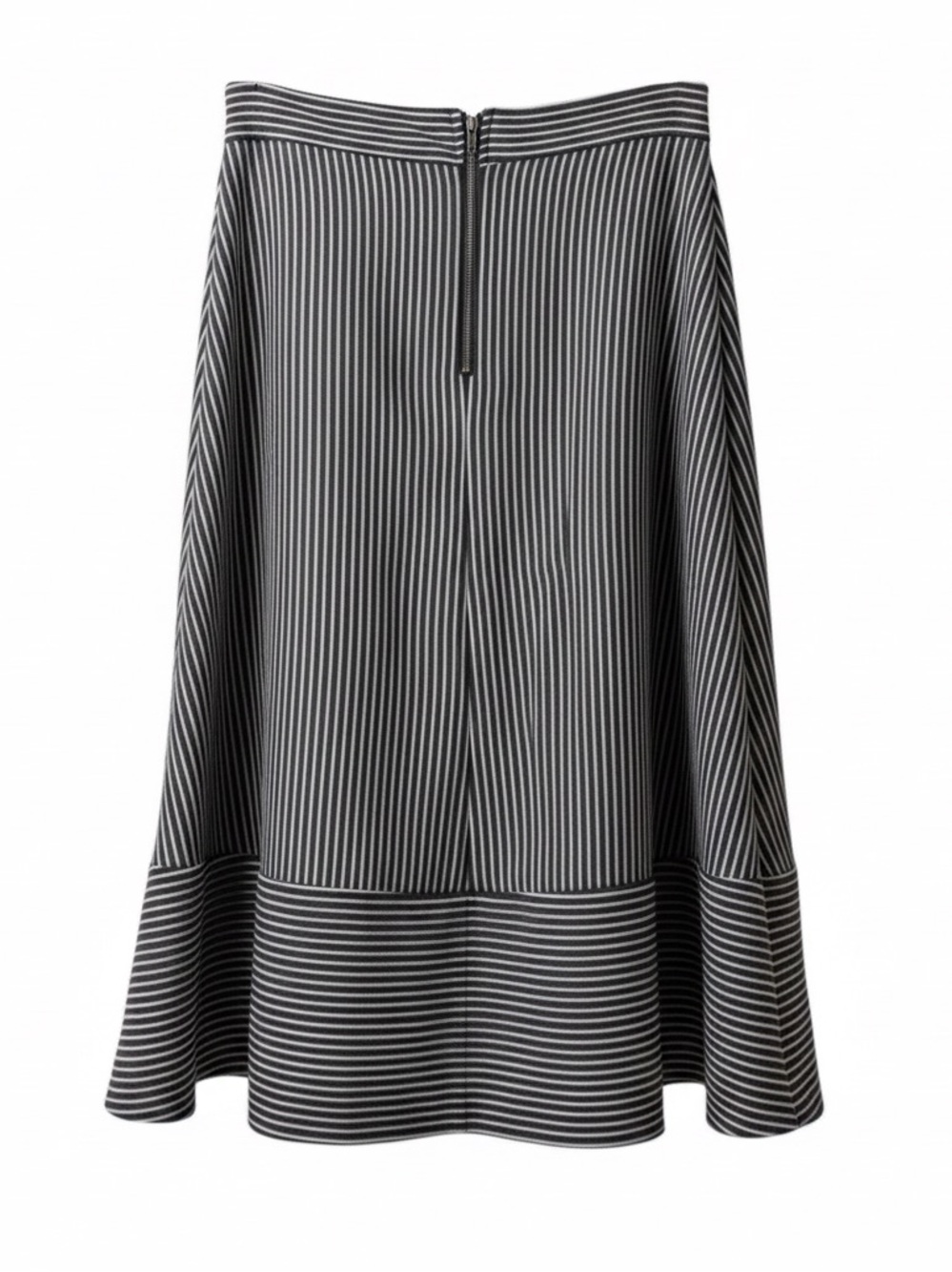 Alya Women's Vertical Striped Midi Skirt. Black, White. Small